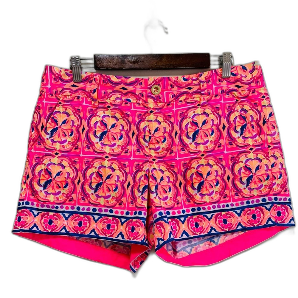 Lilly Pulitzer Pink and Orange Callahan Patterned Shorts 5in size 8